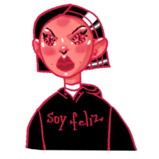 😡 Soy feliz feliz, mulher, retrato, espanhol, desenho animado, personagem telegram sticker