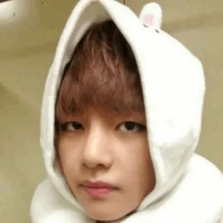 🍪 person, selfie, cute, hoodie, bunny ears, kpop whatsapp sticker