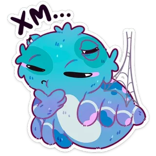 🤔 XM... 可爱, 卡通, 蜘蛛, 怪物, 懒惰 telegram sticker