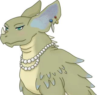 😕 monstruo, criatura, dragón, fantasía, perlas, joyas whatsapp sticker