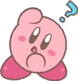 🤔 Kirby 커비, 귀여운, 질문, 분홍색, 닌텐도 telegram sticker