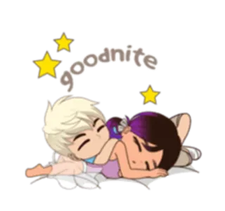 🌚 goodnite 수면, 잘자요, 별, 커플, 귀여운, 만화 telegram sticker