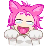 🤪 猫, ピンク, アニメ, 幸せ, 可愛い, かわいい, マンガ, 笑い telegram sticker