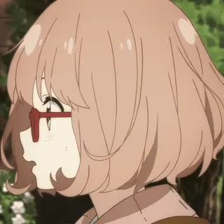 🍧 Mirai Kuriyama Beyond the Boundary anime, girl, glasses, cute, japanese animation, fan art, character whatsapp sticker