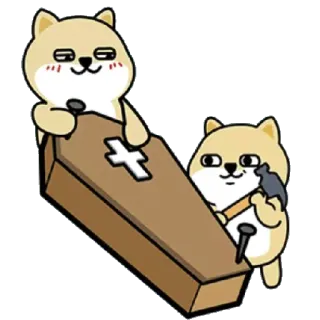 ✳️ cartoon, dog, coffin, death, humor, funny, meme, animal telegram sticker