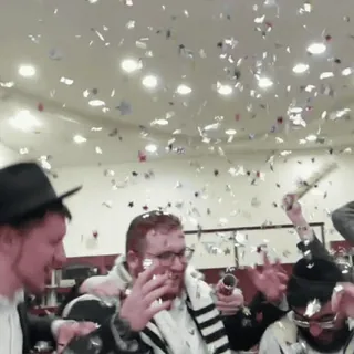 🎉 fête, confettis, soirée, hommes, succès telegram sticker