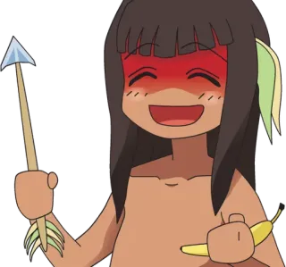 😄 화살표, 아마존, 토착, 원주민, 만화 telegram sticker