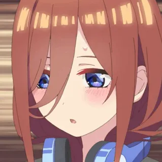🐾 Miku Nakano The Quintessential Quintuplets Anime, Ragazza, Carina, Cuffie, Miku Nakano, The Quintessential Quintuplets, Personaggio anime telegram sticker