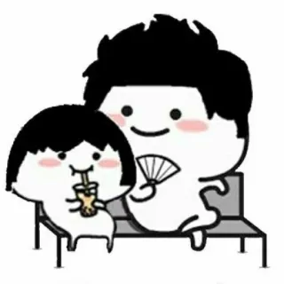 👫 Paar, süß, Bubble Tea, Fan, Cartoon, Bank telegram sticker