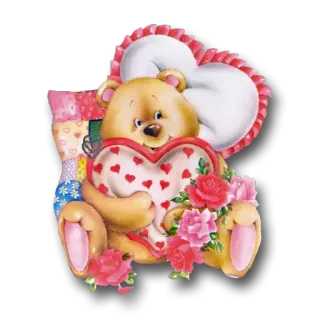 💞 ours en peluche, coeurs, roses, amour, saint-valentin, mignon, peluche telegram sticker