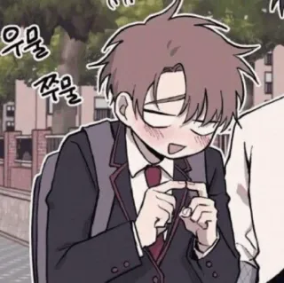 ⛲️ 우물 anime, kartun, ilustrasi, anak laki-laki, seragam sekolah telegram sticker