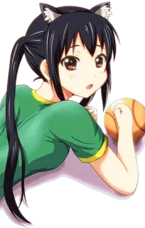 😳 Azusa Nakano K-On! Anime, Oreilles de chat, Écolière, Dessin animé, Personnage, Azusa Nakano, K-On !, Kawaii whatsapp sticker