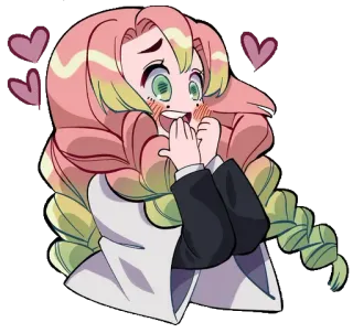 💖 Mitsuri Kanroji Demon Slayer 动漫, 可爱, 爱, 卡哇伊, 鬼灭之刃, 蜜璃, 甘露寺 whatsapp sticker