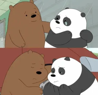 ▫️ We Bare Bears We Bare Bears, Cartoon, Traurig, Bären, Panda, Grizzly whatsapp sticker