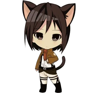 🐱 Mikasa Ackerman Attack on Titan Anime, Manga, Kat, Chibi, Attack on Titan, Mikasa, Cartoon telegram sticker