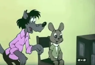 📺 cartoon, animation, wolf, hare, russian cartoon, nu pogodi, soviet cartoon whatsapp sticker