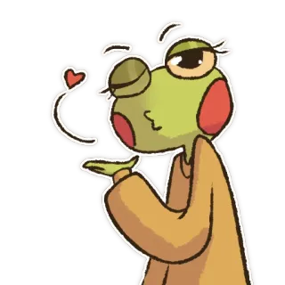 😘 kikker, liefde, kus, hart, cartoon, schattig, sticker telegram sticker