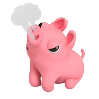 😤 Cochon, Animal, Dessin animé, Rose, Vapeur telegram sticker