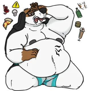 😩 cartoon, dog, food, sticker, animal, overweight, hungry whatsapp sticker