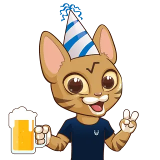 🍺 gato, fiesta, cerveza, cumpleaños, celebración, animal, dibujo animado telegram sticker