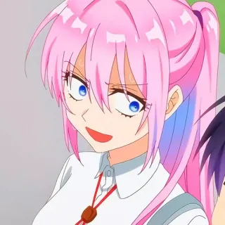 🙂 fille anime, cheveux roses, dessin animé, expression, mignon, manga, personnage telegram sticker