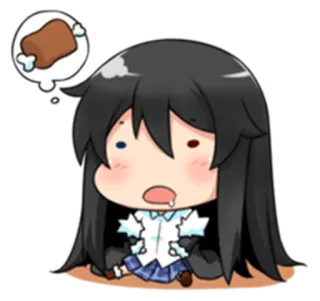 🍖 anime, chibi, cartoon, meat, hungry, kawaii telegram sticker