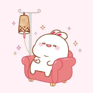 🍼 conejo, conejo, boba, té de burbujas, lindo, dibujo animado telegram sticker