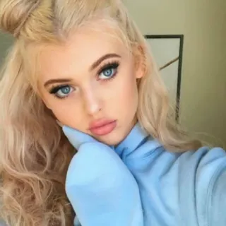 🔥 Frau, blond, blaue Augen, Porträt, Schönheit, Mode telegram sticker
