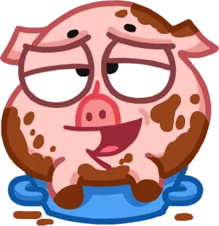 😊 babi, imut, lumpur, kartun, binatang telegram sticker