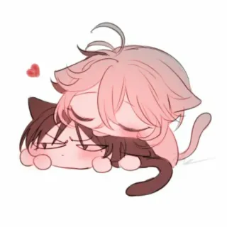 ♥️ Anime, Mignon, Chibi, Chat, Coeur telegram sticker