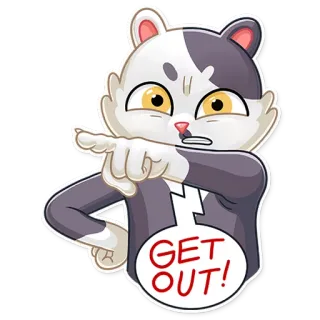 😡 GET OUT! chat, dessin animé, en colère, dégage, expression, illustration, sticker whatsapp sticker