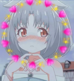 ❤️ Аниме, Милый, Сердечки, Блестки, Девушка, Каваий telegram sticker