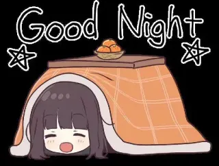🌃 Good Night ราตรีสวัสดิ์, อนิเมะ, นอนหลับ, น่ารัก, สีส้ม, คาวาอิ telegram sticker
