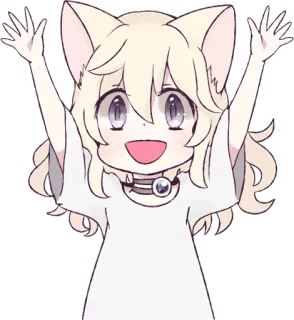 😀 Anime, Niedlich, Kawaii, Katzenohren, Anime Mädchen, Fröhlich telegram sticker