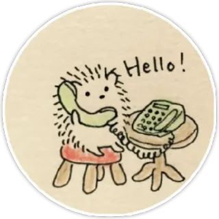 👋 Hello! ёж, телефон, животное, милый, мультфильм whatsapp sticker