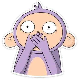 😶 Affe, Cartoon, geschockt, überrascht, Mund bedecken, verängstigt, Emotion, Tier telegram sticker