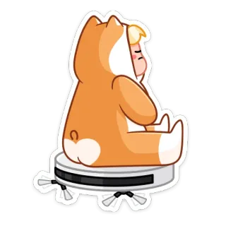 😐 костюм животного, робот-пылесос, ребенок, корги, мультфильм, наклейка telegram sticker