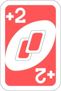 ➕ +2 spel, kaart, Uno, optellen telegram sticker