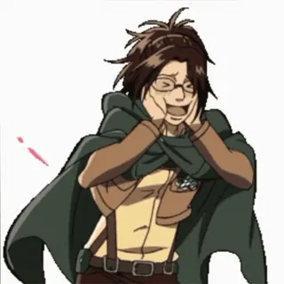 😍 Hange Zoe Attack on Titan Anime, L'Attacco dei Giganti, Hange Zoe, Personaggio, Sorriso telegram sticker