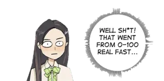 😬 WELL SH*T! THAT WENT FROM 0-100 REAL FAST... Kreskówka, Komiks, Wulgaryzm, Wyrażenie telegram sticker