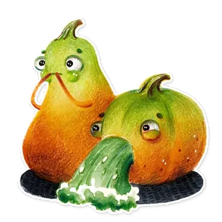 🤢 abóboras, comida, legumes, desenho, ilustração, olhos telegram sticker