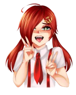 😝 Anime, Communisme, Faucille et marteau, Signe de paix, Cheveux roux whatsapp sticker