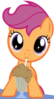 😮 Scootaloo My Little Pony Pony, Cartoon, Getränk, Milchshake, Scootaloo, My Little Pony, Niedlich whatsapp sticker