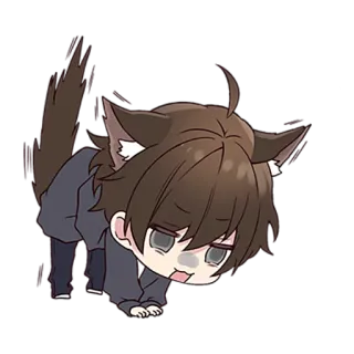 ☺️ Аниме, Чиби, Волк, Кемономими, Милый, Каваий telegram sticker