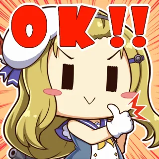 👍 OK!! ok, animé, kawaii, chibi, pouce levé whatsapp sticker