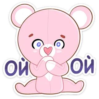 🙊 ой ой oso, lindo, dibujos animados, pegatina, rosa telegram sticker