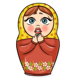 😮 Матрёшка, Русская кукла, Кукла, Игрушка, Традиционный, Кукла-матрёшка whatsapp sticker