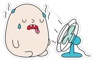 😰 流汗, 风扇, 热, 卡通, 角色 telegram sticker