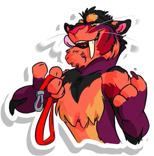 😘 antropomórfico, furry, gato, tigre, coleira telegram sticker