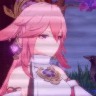 🌟 Yae Miko Genshin Impact Anime, Jeu vidéo, Cheveux roses, Personnage, Genshin Impact, Yae Miko whatsapp sticker